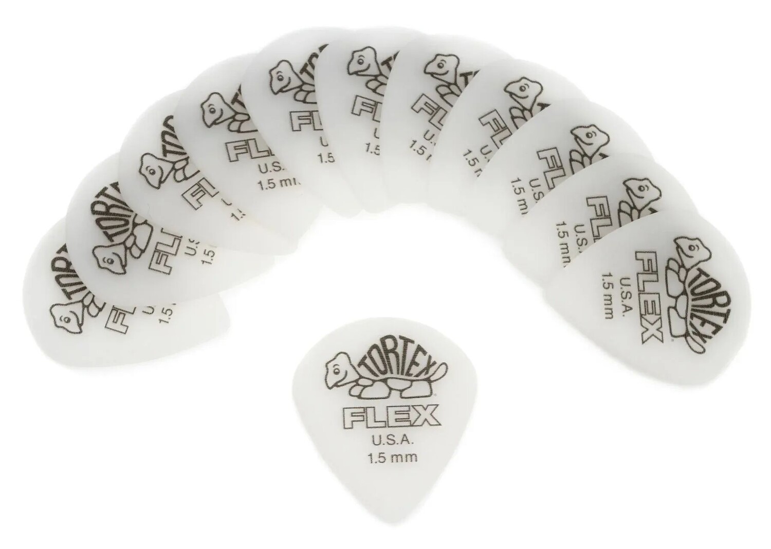 

Медиаторы для гитары Dunlop Tortex Flex Jazz III XL — 1,50 мм, белые (12 шт.)