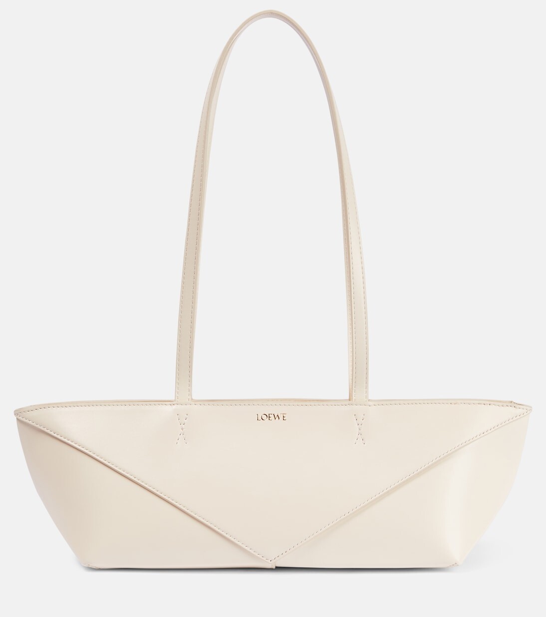

Укороченная кожаная сумка на плечо с складками puzzle Loewe, белый