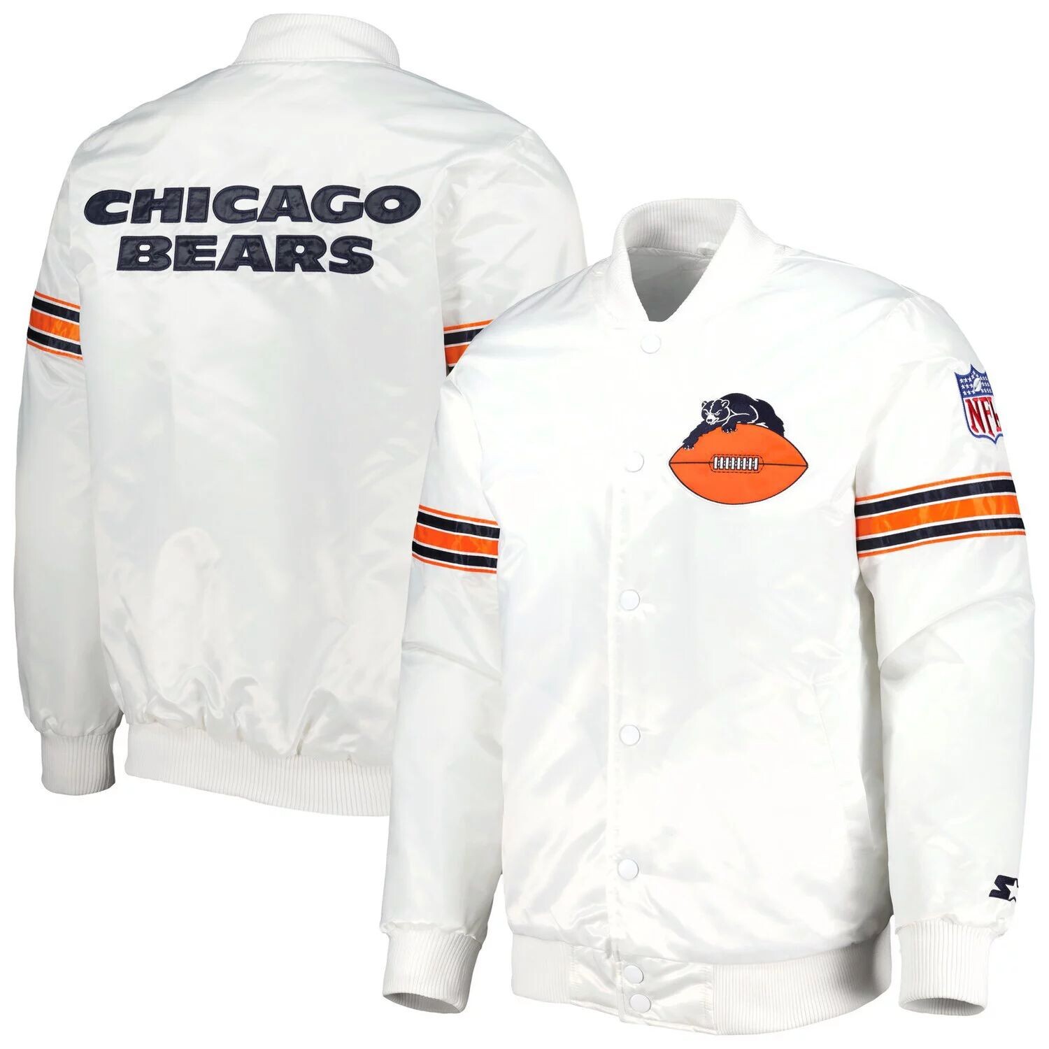 

Мужская белая куртка на кнопках Chicago Bears The Power Forward Starter