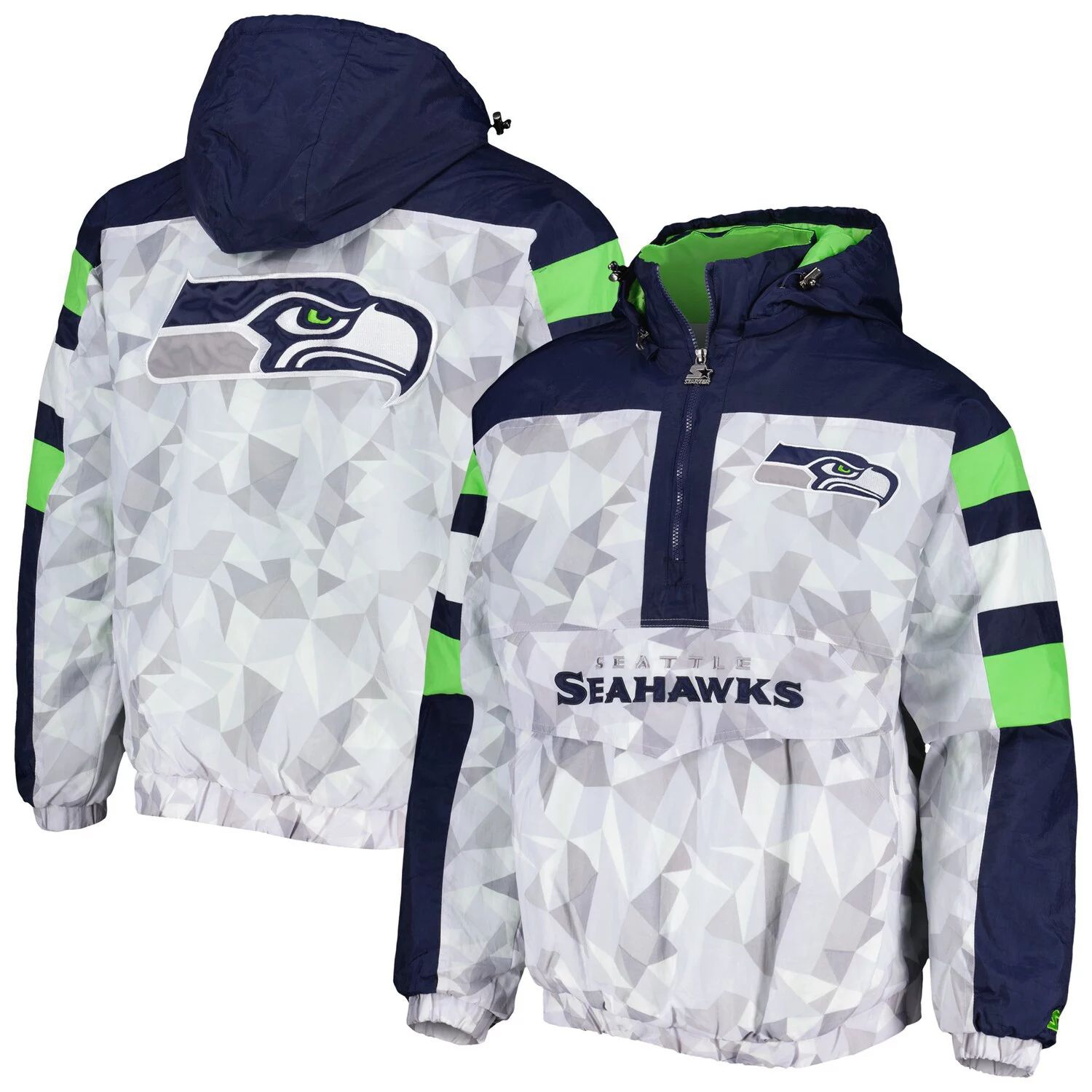 

Мужская белая/темно-синяя куртка Seattle Seahawks Tuesday Night Gridiron Raglan с капюшоном и полумолнией на молнии Starter