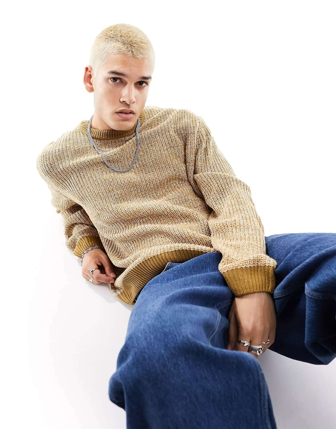 

Джемпер в рубчик оверсайз с узором "камень" ASOS