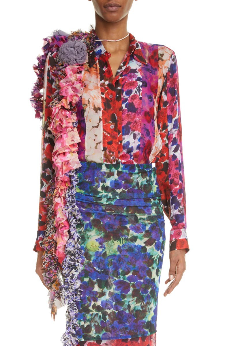 

Блузка из купро с цветочным принтом Celinda DRIES VAN NOTEN, красный