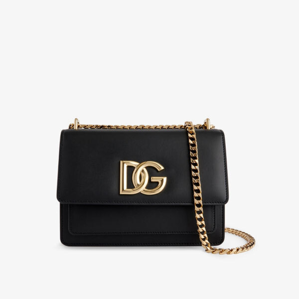 

Кожаная сумка на плечо с фирменной бляшкой Dolce & Gabbana, цвет nero