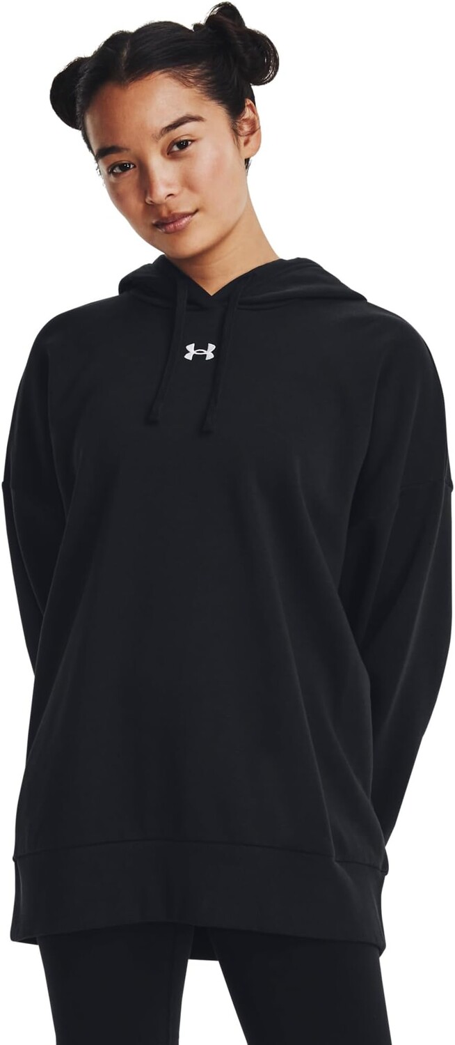 

Худи Under Armour Rival Fleece Oversized Hoodie, черный/белый