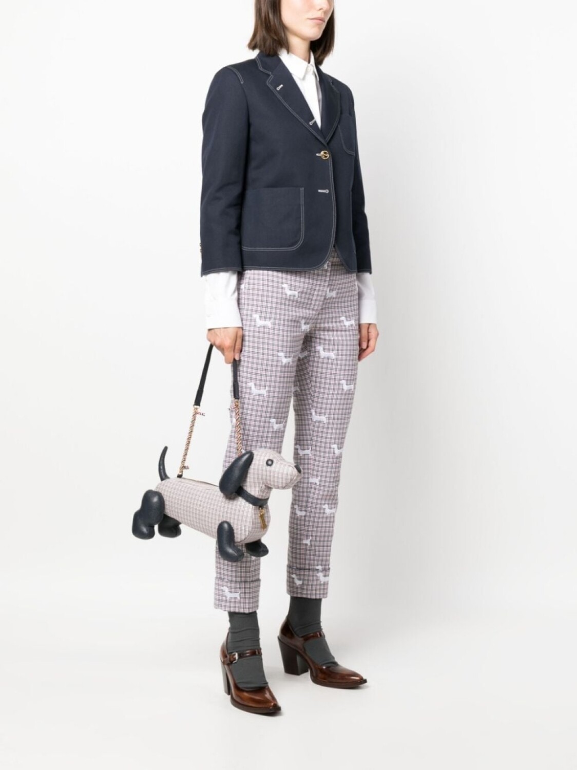 

Thom Browne клетчатая сумка-тоут Hector, белый