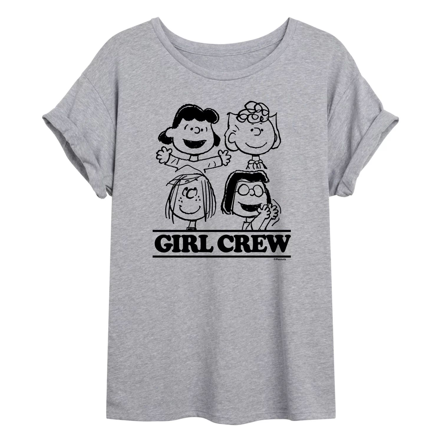 цена Большая футболка с рисунком Juniors' Peanuts Girl Crew Licensed Character