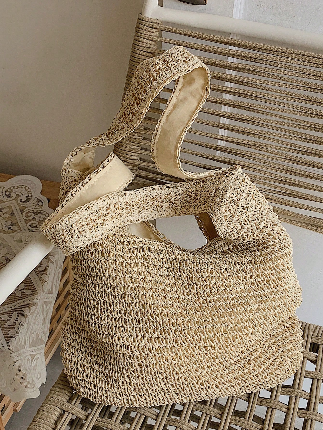 Соломенная сумка среднего размера, бежевый женская модная тканая сумка из соломенной веревки хаки