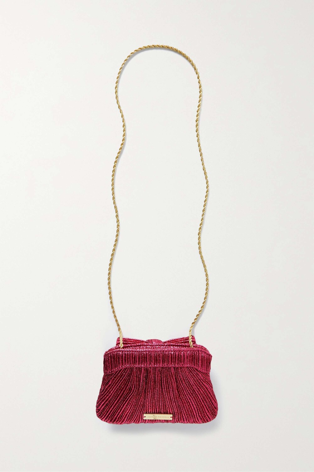 

LOEFFLER RANDALL клатч Rochelle из плиссе и ламе с бантом, фуксия