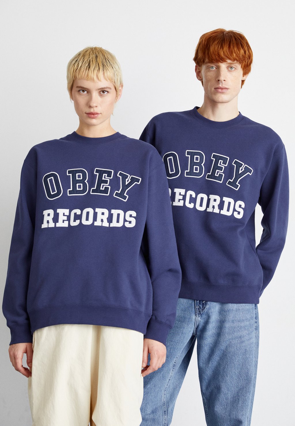 Толстовка Obey Clothing RECORDS CREW UNISEX, темно-синий академия