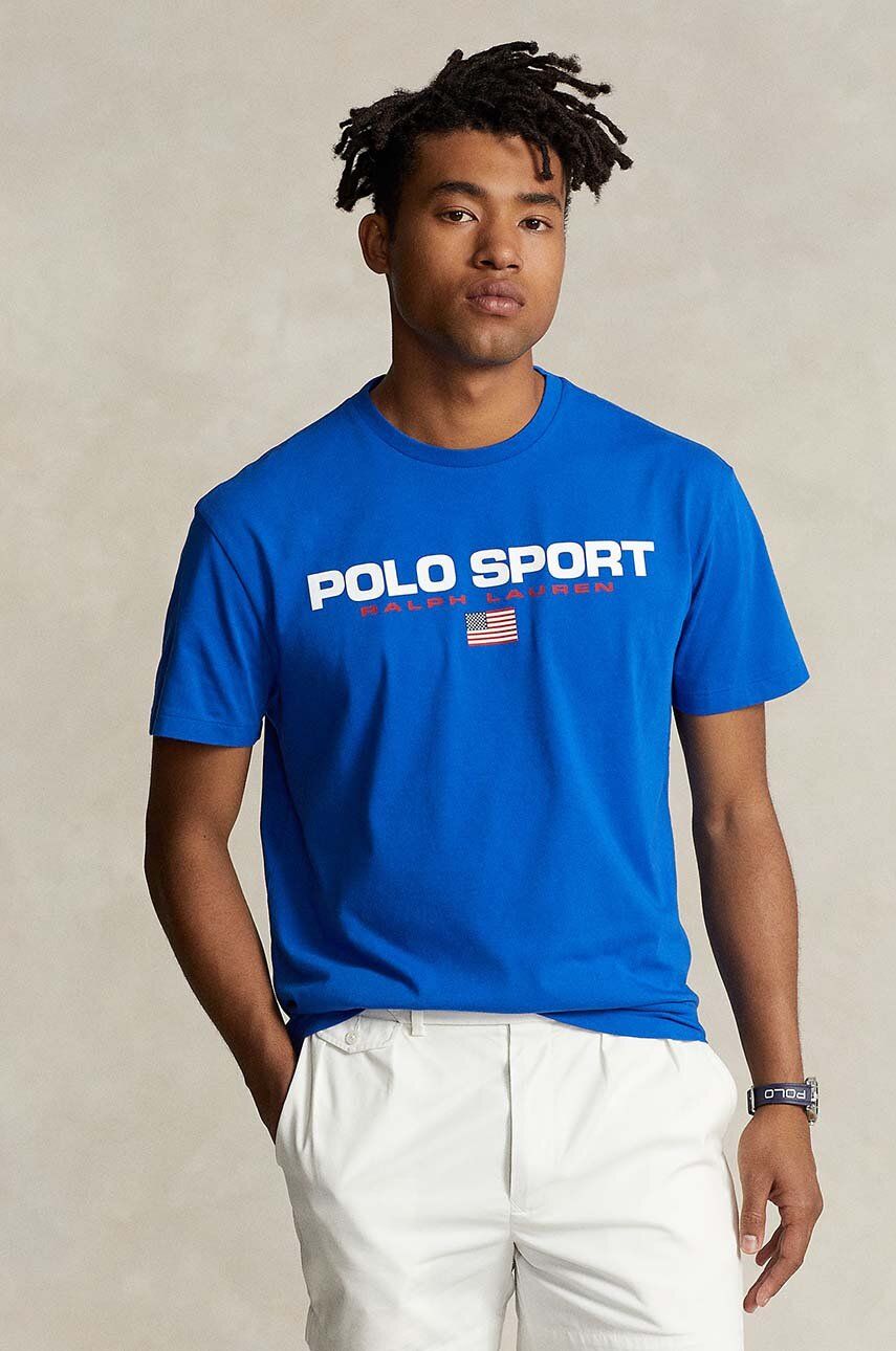 

Хлопковая футболка Polo Ralph Lauren, синий