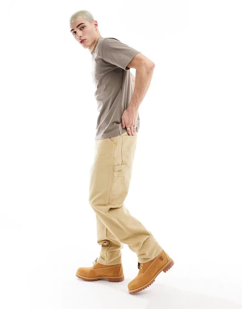 

Carhartt WIP – брюки Carpenter коричневого цвета с простым слоем ткани в области колен