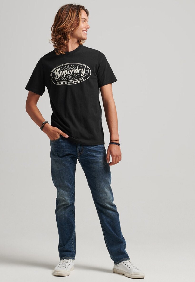 

Футболка с принтом Superdry, черный синий деним