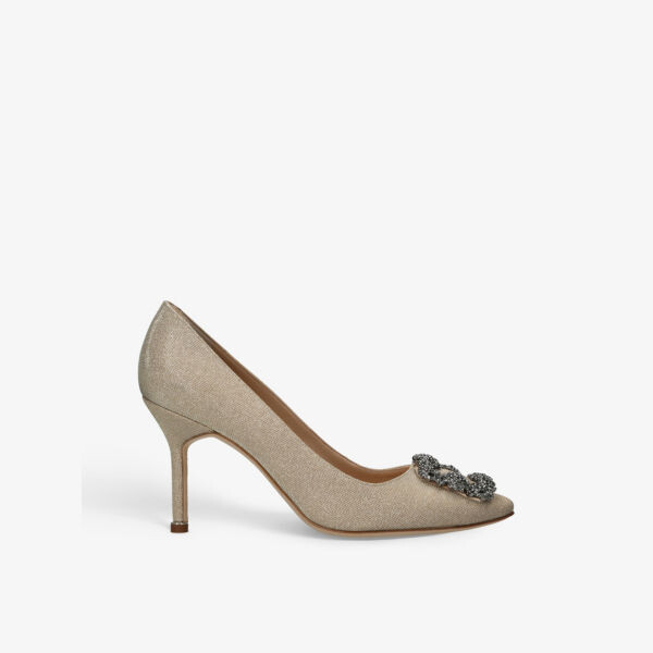 

Плетеные туфли Hangisi 90 с блестками Manolo Blahnik, желтый