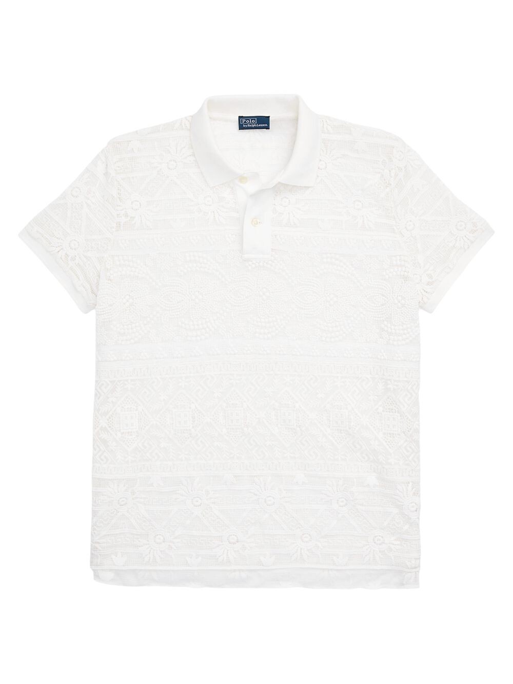 

Кружевное поло с короткими рукавами Polo Ralph Lauren, кремовый