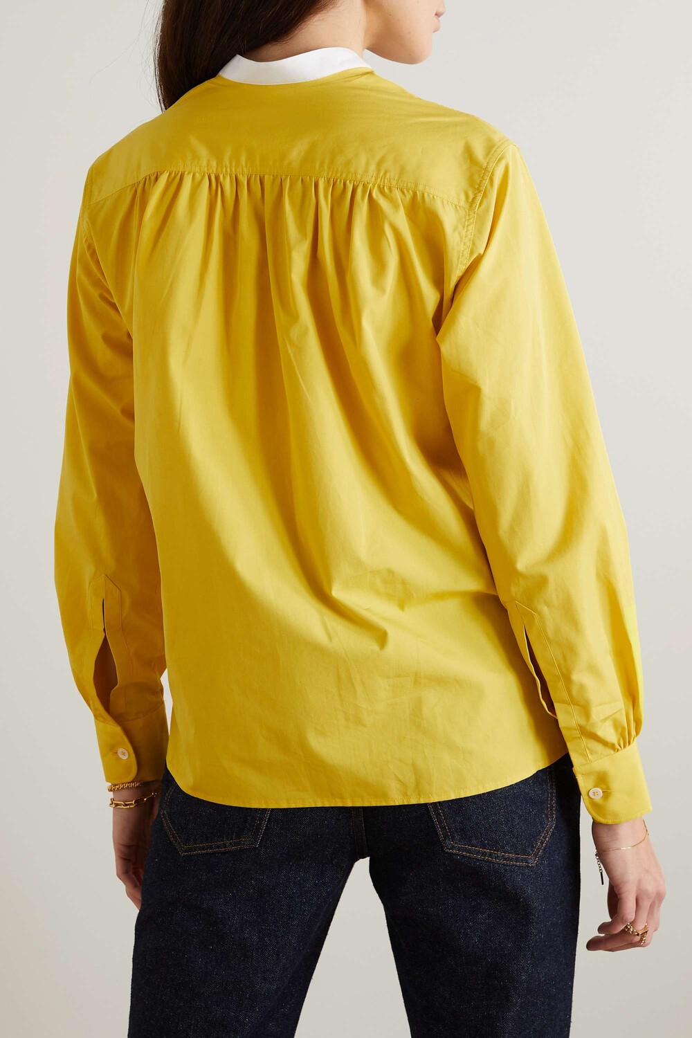 

SEBLINE Двухцветная рубашка из хлопкового поплина с защипами, желтый