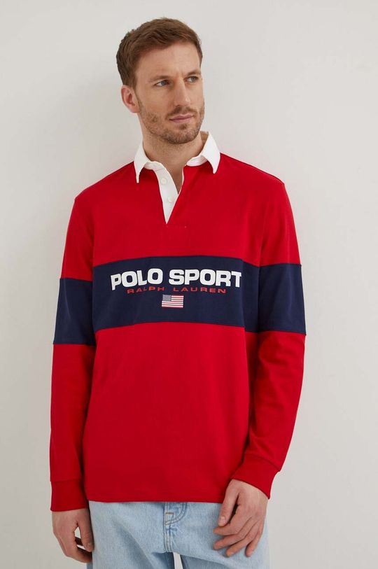 Хлопковый топ с длинными рукавами Polo Ralph Lauren, красный e24 трикотажная футболка поло с длинными рукавами 3 1 phillip lim цвет grass