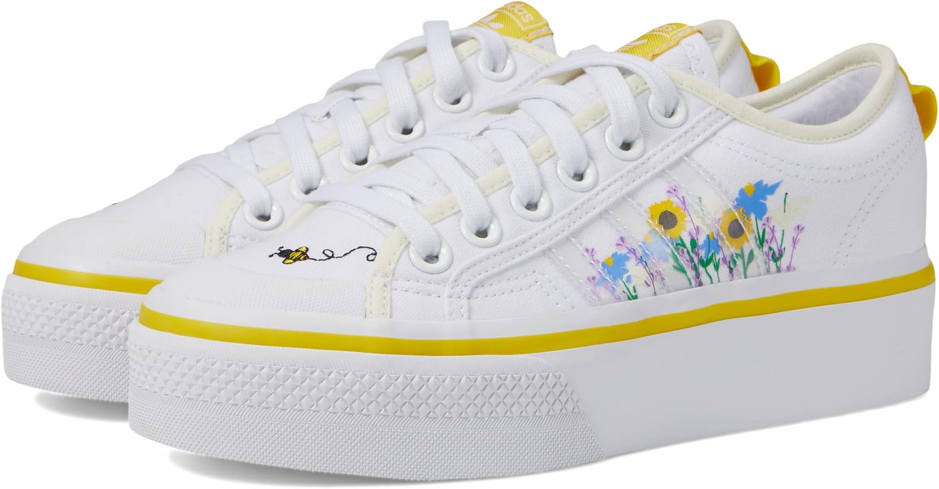 

Кроссовки Nizza Platform adidas, цвет White/Yellow/Off-White