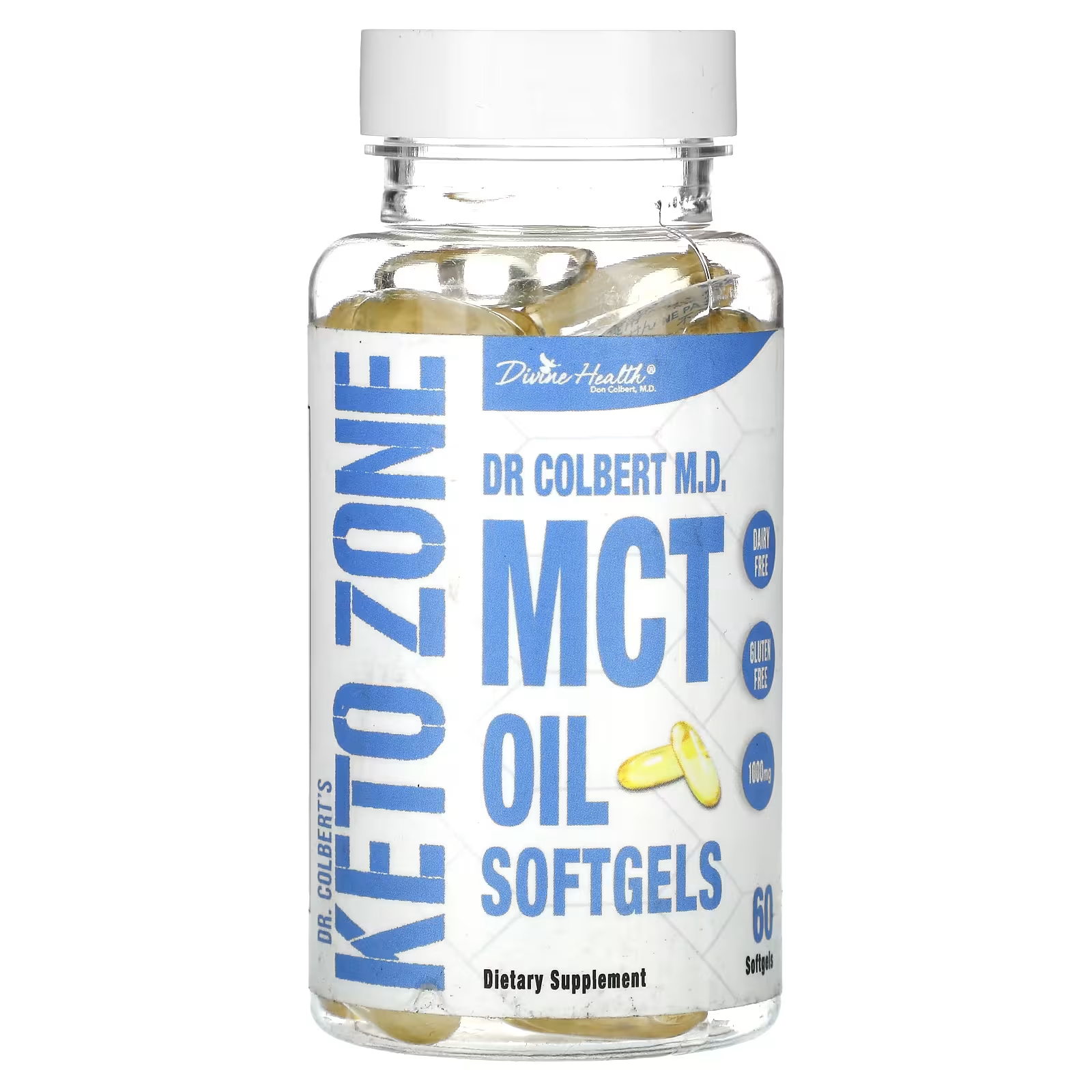 Пищевая добавка МСТ Divine Health Dr. Colbert's Keto Zone с маслом, 60 мягких таблеток