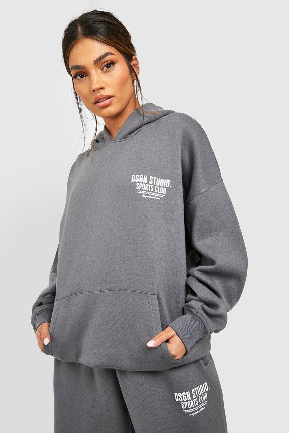 

Худи оверсайз с лозницой sports club Boohoo, угольный