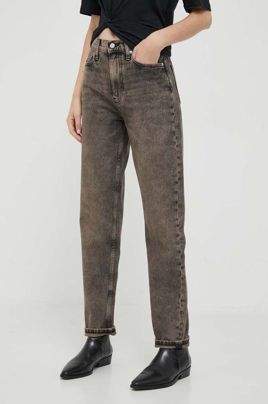 Джинсы Calvin Klein Jeans, коричневый джинсы стрейч женские узкие брюки из денима с завышенной талией облегающие брюки карандаш эластичные джинсы с вырезами