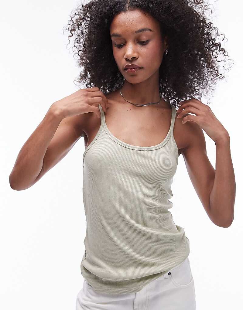 

Topshop – Зеленая майка-борцовка с низкой спинкой-борцовкой