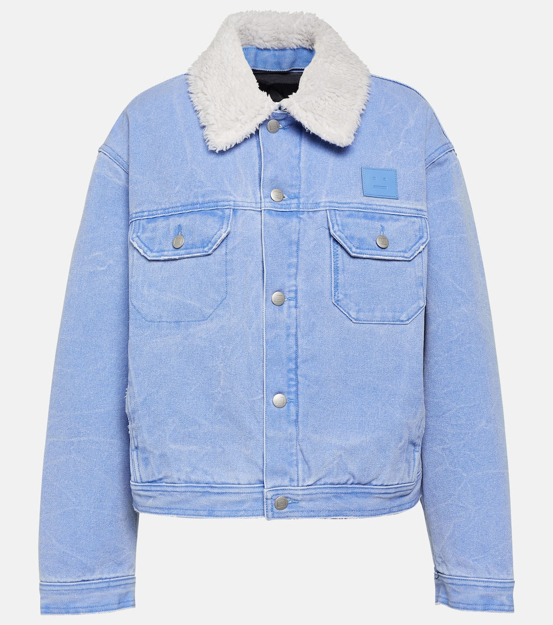 Хлопковая джинсовая куртка с овчиной Acne Studios, синий