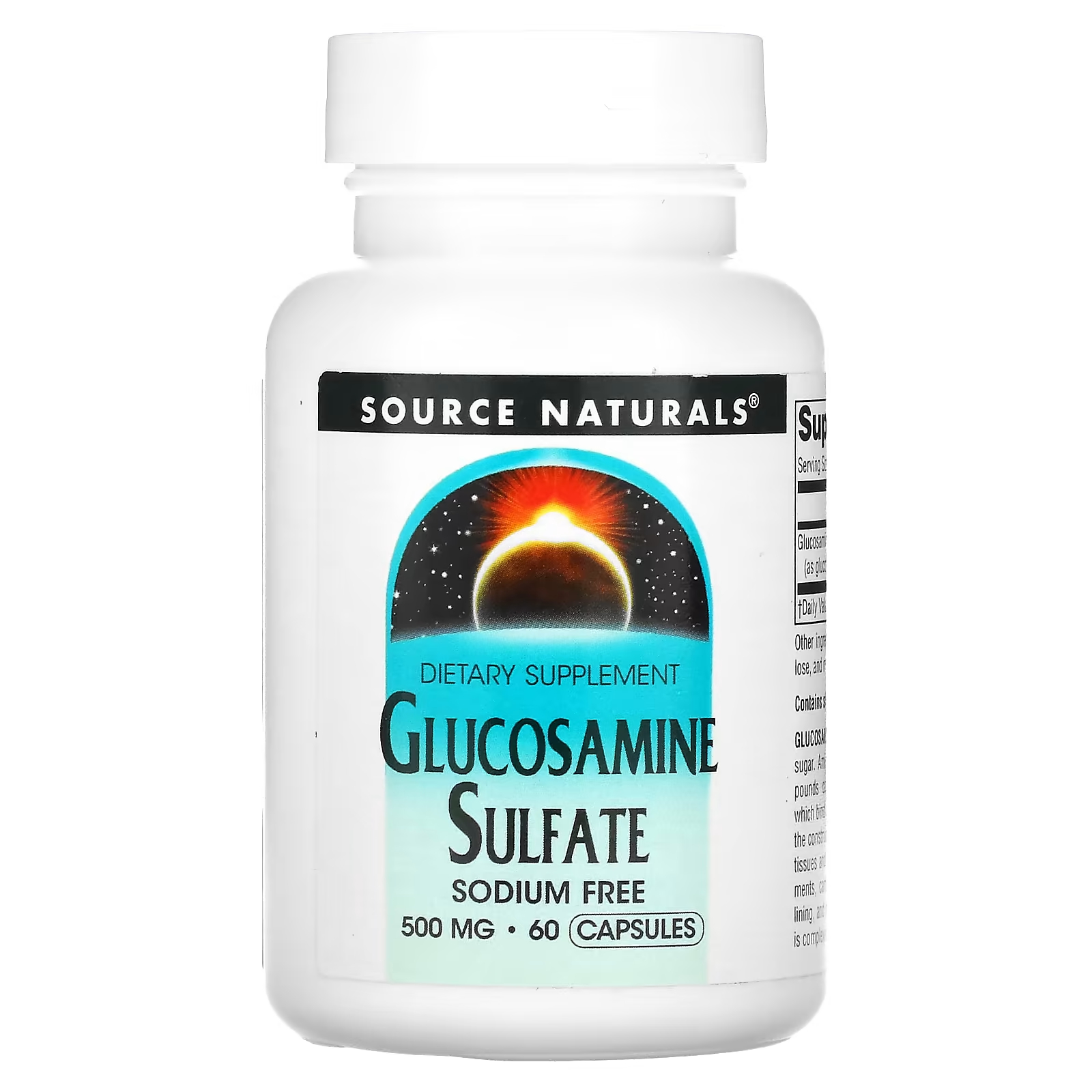 Source Naturals Глюкозамин сульфат без натрия 500 мг 60 капсул пищевая добавка source naturals magnesium serene со вакусом ягод 500 г