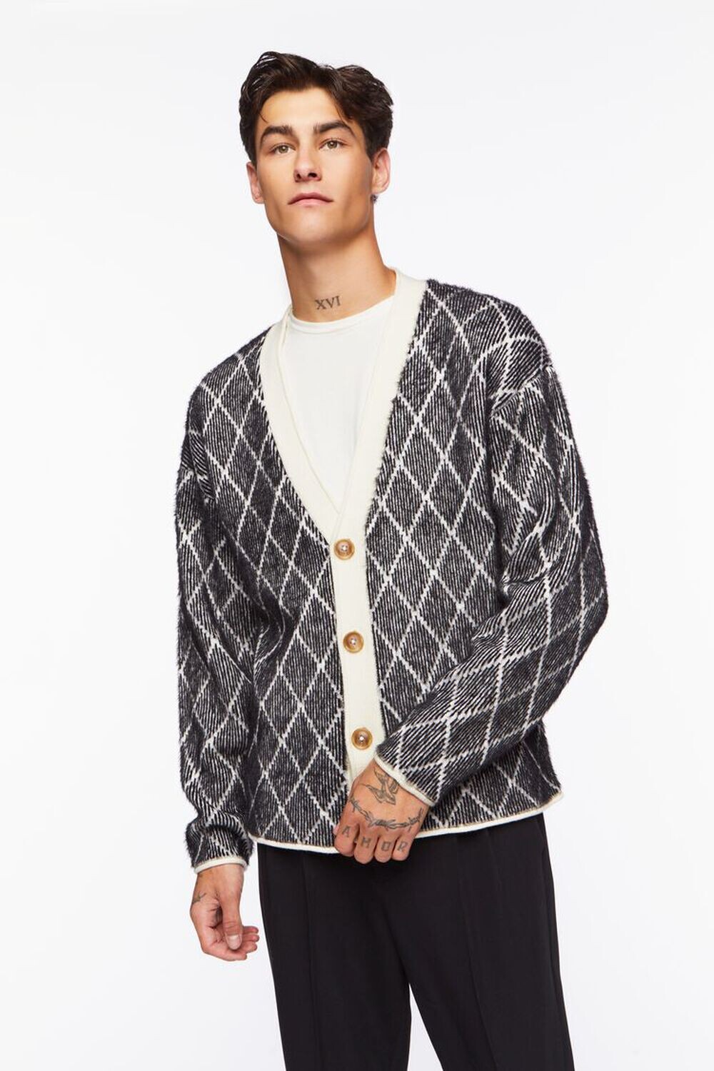 

Решетчатый кардиган-свитер Forever 21, черный