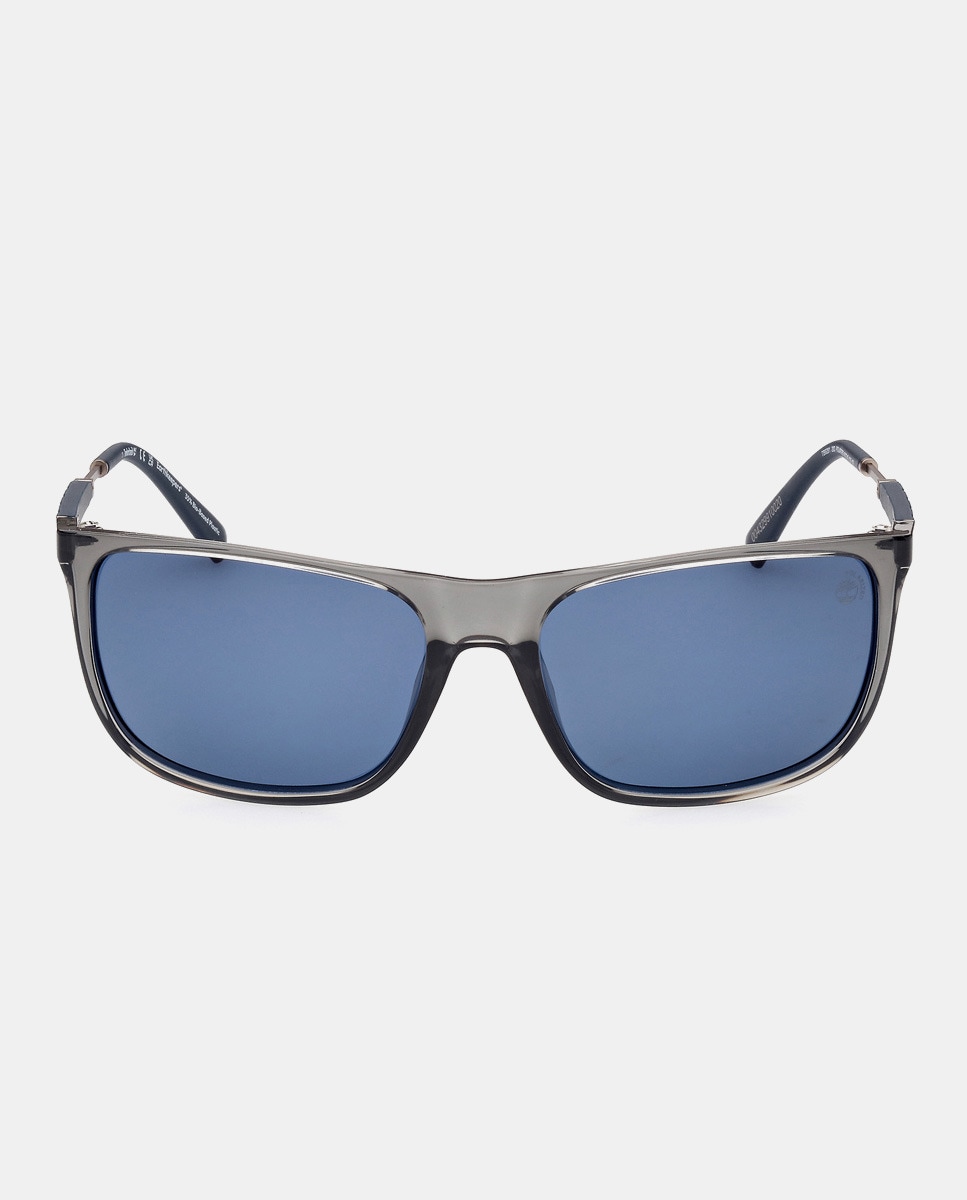 цена Прямоугольные мужские солнцезащитные очки полупрозрачного серого цвета с поляризационными линзами Timberland, серый