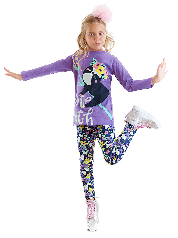 

Лонгслив Denokids 2tlg. Outfit Cute Sloth, фиолетовый