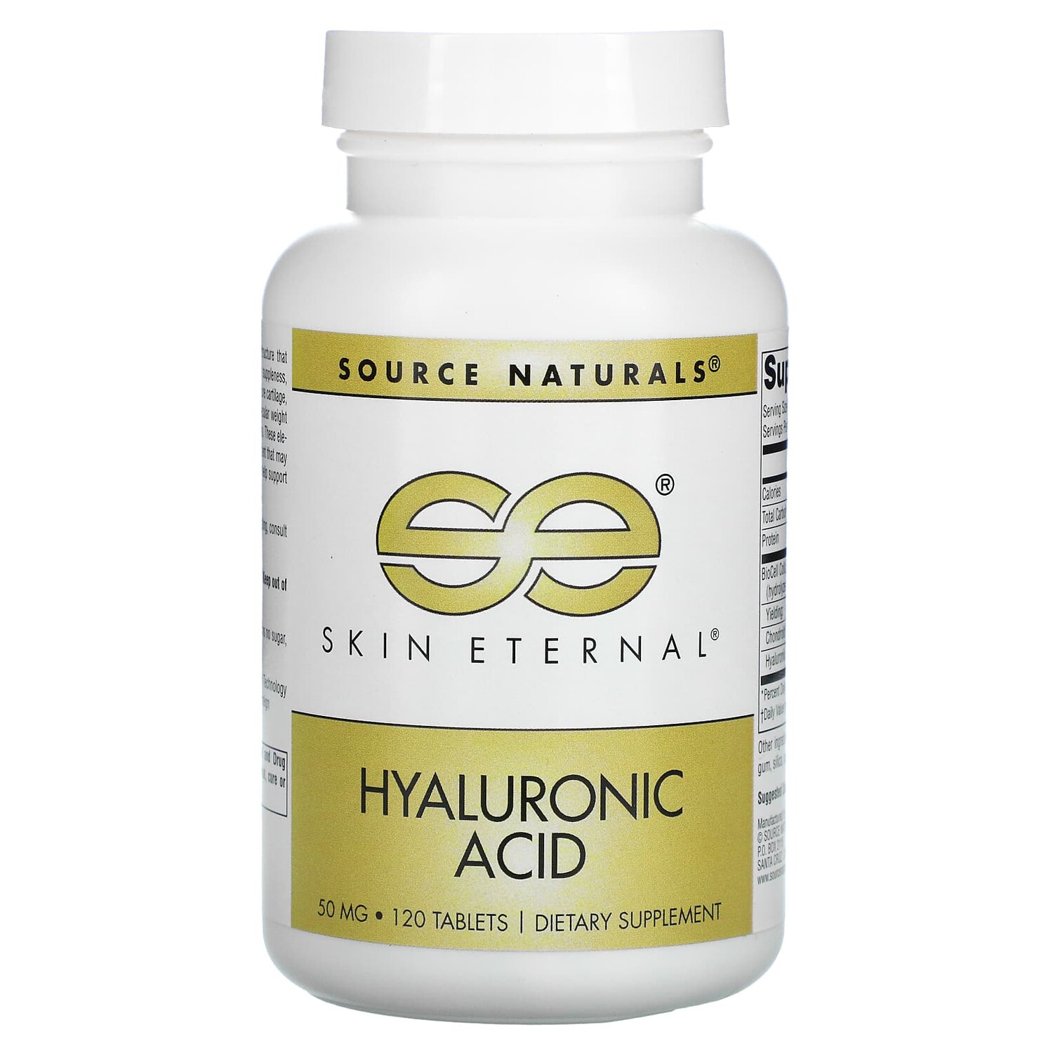 

Вечная молодость кожи, Гиалуроновя кислота, 50 мг, 120 таблеток, Source Naturals