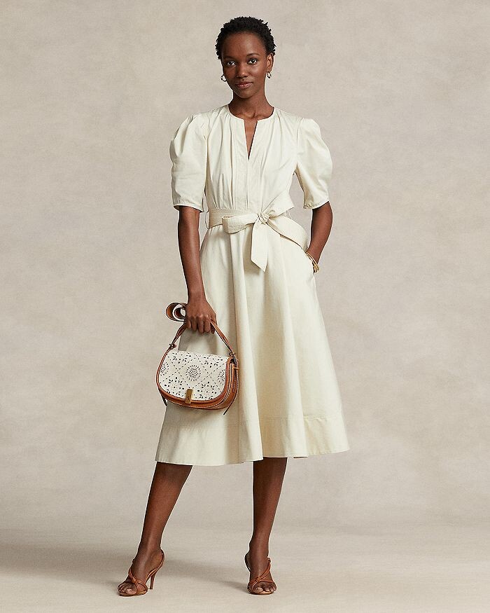 

Хлопковое платье миди с объемными рукавами Ralph Lauren