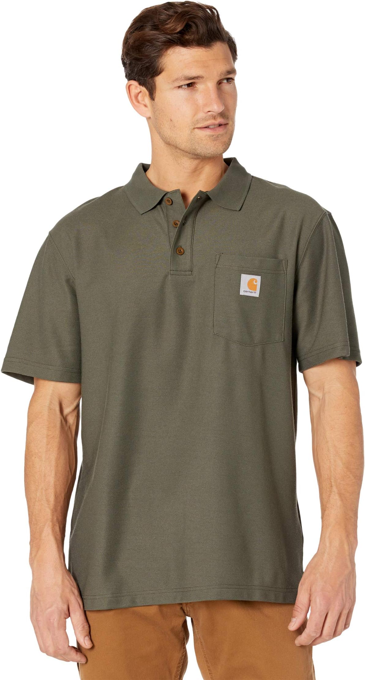 Рубашка-поло Contractors Work Pocket Polo Carhartt, цвет Moss