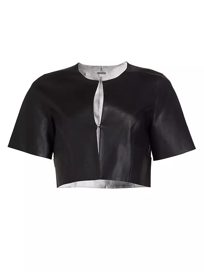 

Укороченный кожаный топ Elia Lamarque, цвет black silver