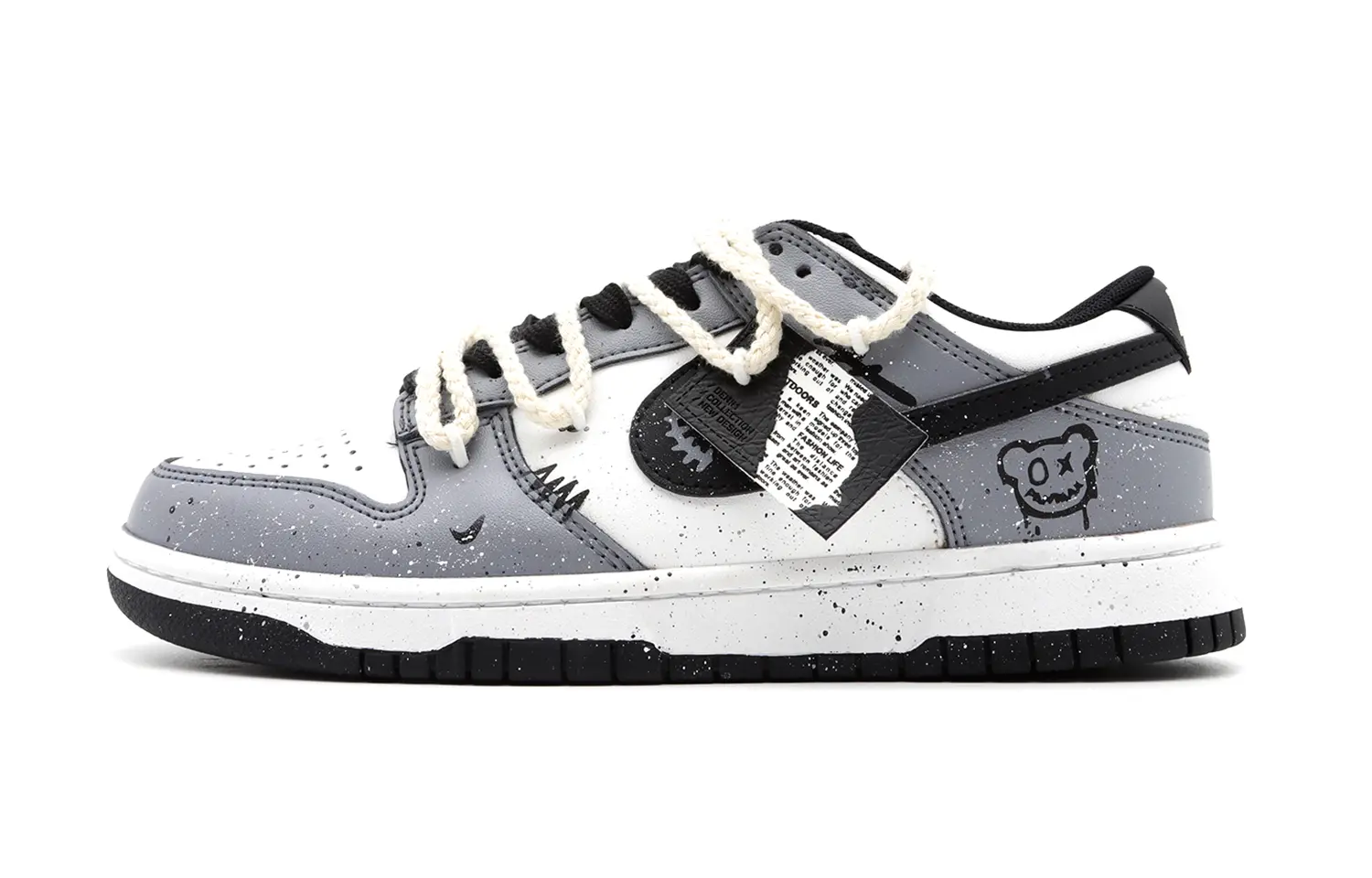 

Кроссовки Nike Dunk Skateboarding Shoes Women's Low-top Black/white/gray, черный