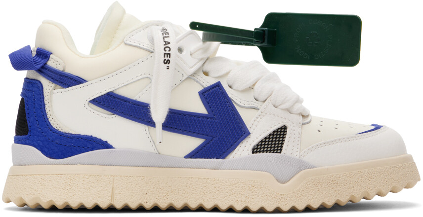 

Off-White Бело-синие кроссовки из губки