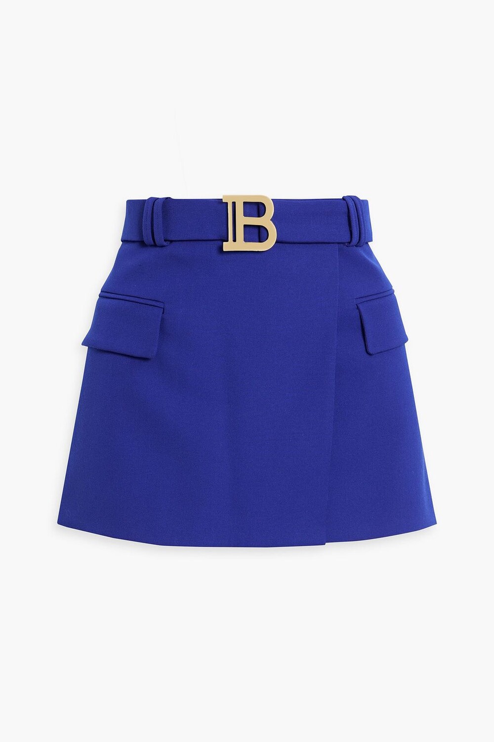 

Мини-юбка из шерсти с запахом BALMAIN, синий