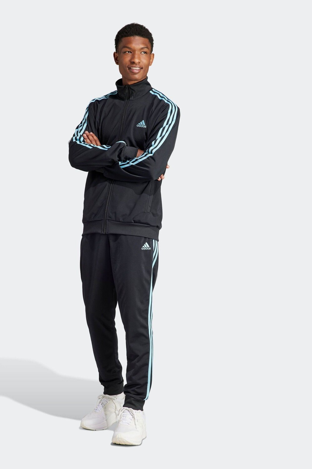

Спортивная одежда Базовый спортивный костюм из трикотажа с 3 полосками adidas, черный