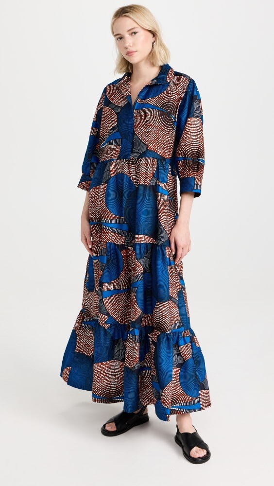 

Платье the Oula Company Puff Sleeve Tiered Cotton, красный