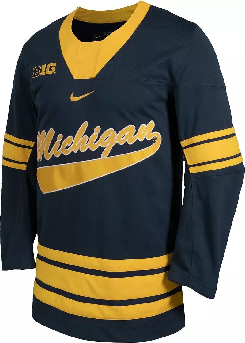 

Мужская хоккейная майка Nike Michigan Wolverines синяя реплика