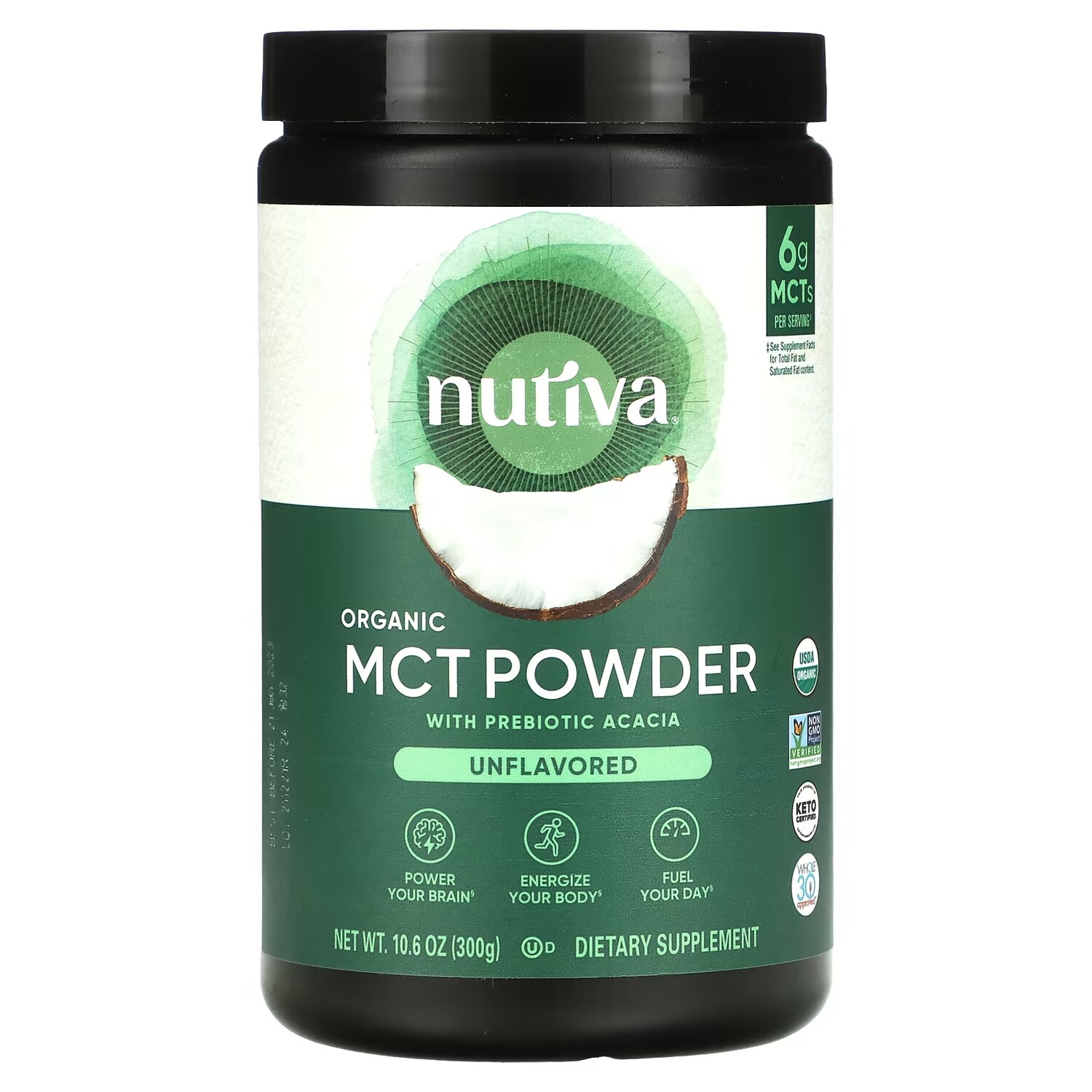 

Nutiva Органический порошок MCT без вкуса, 300 г