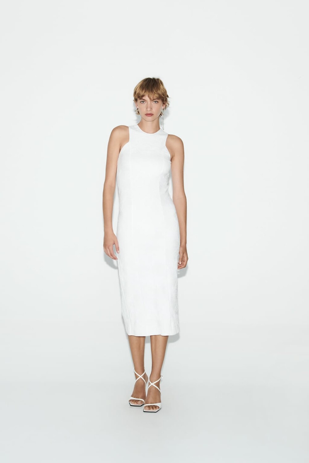 

Приглашенное жаккардовое платье ZARA, белый