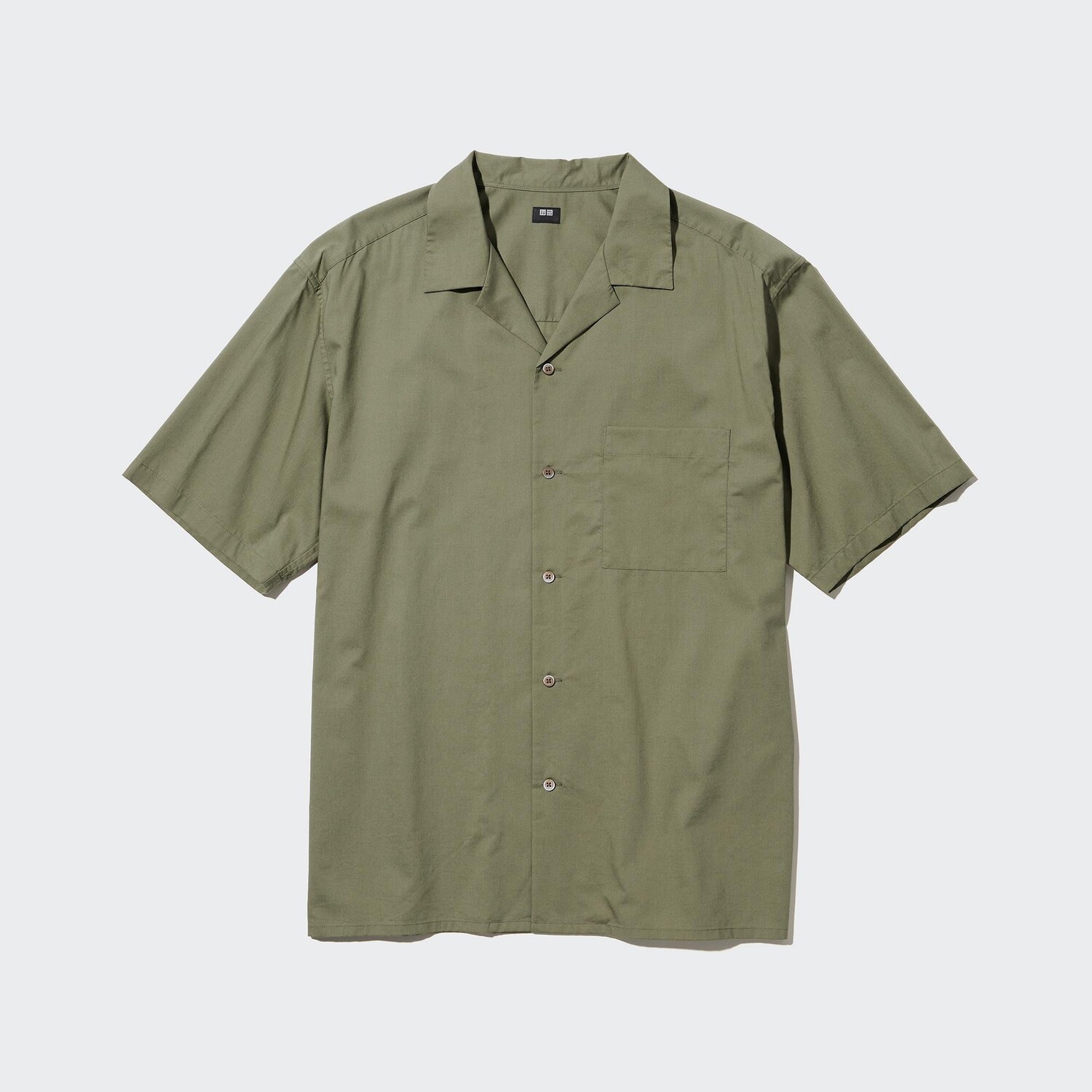 

Рубашка UNIQLO из хлопка с вырезом, оливковый