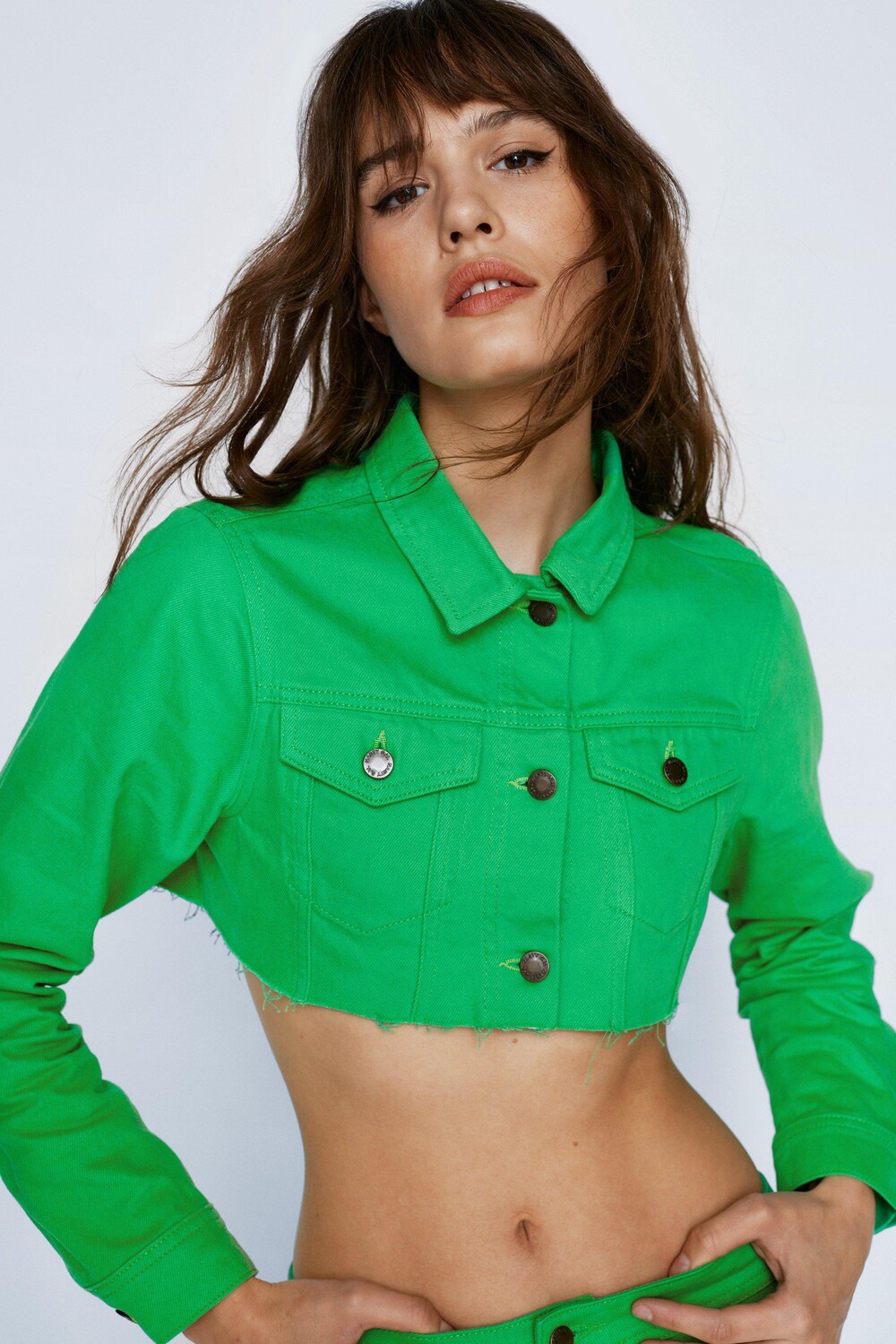

Укороченная джинсовая куртка Trucker Nasty Gal, зеленый