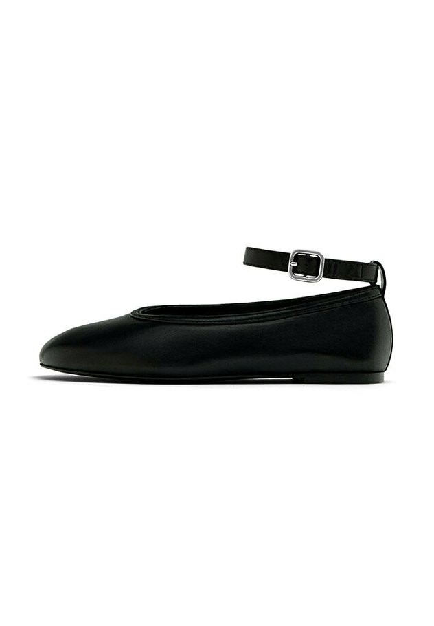 

Балетки с ремешком Flats Massimo Dutti, черный