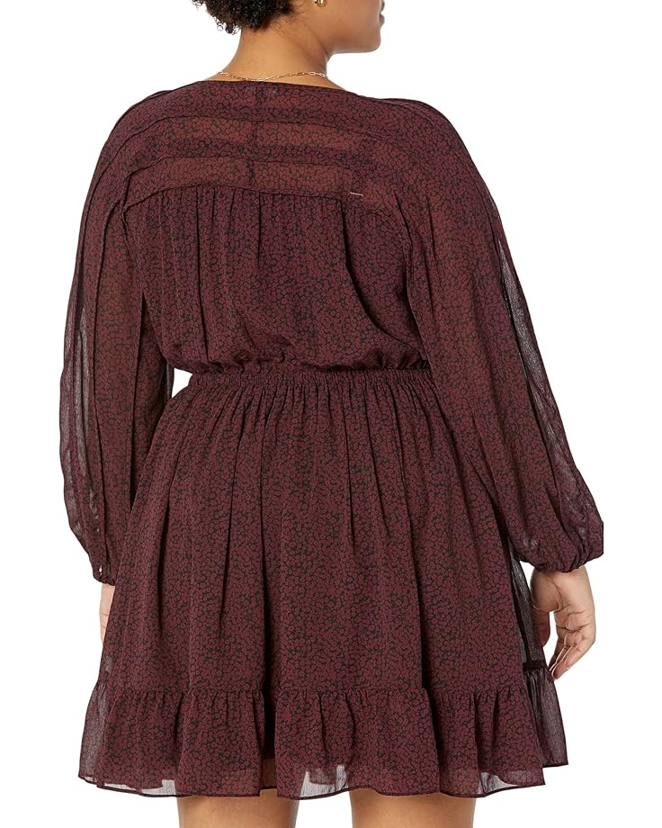 цена Платье Madewell Plus Starr Pleated Sleeve V-Neck Retro Mini Dress, цвет Cabernet