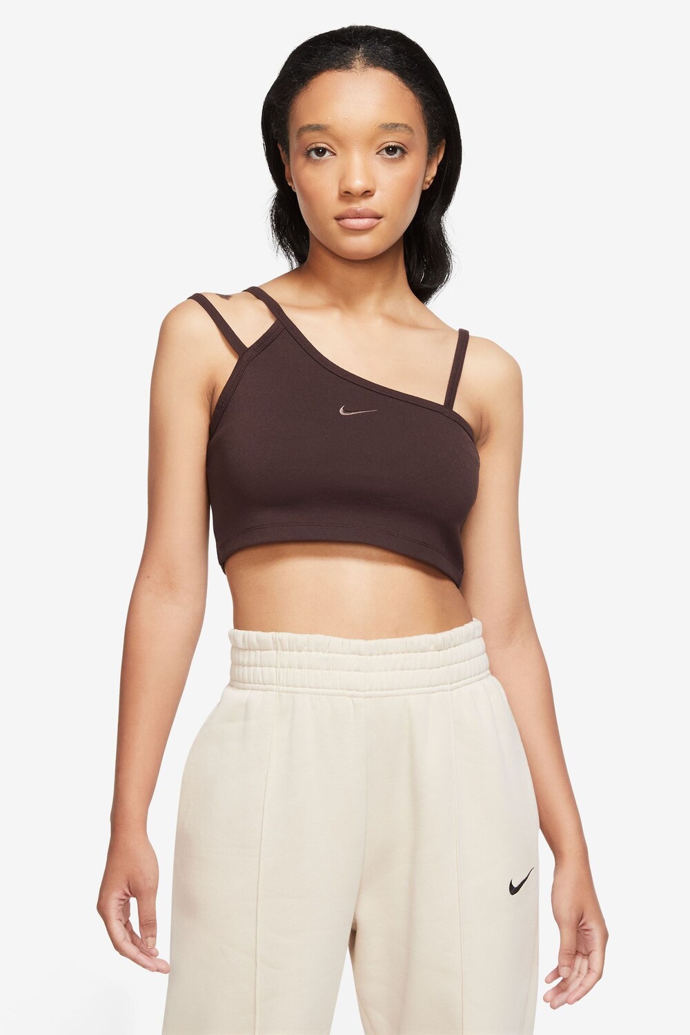 

Асимметричная футболка Modern без рукавов короткого кроя Nike, коричневый
