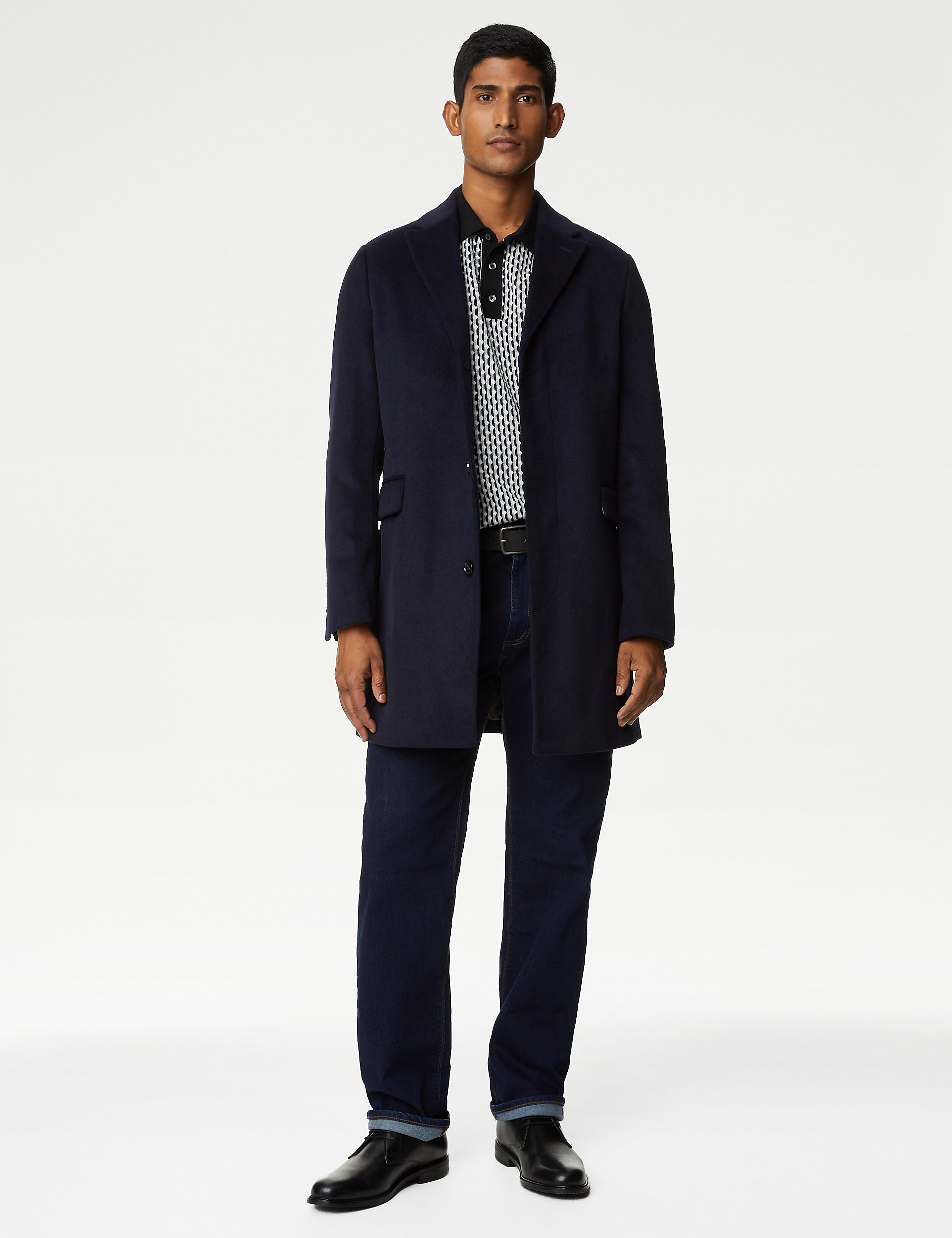 Полушерстяное пальто Revere Marks & Spencer, темно-синий укороченное пальто полушерстяное zara темно синий