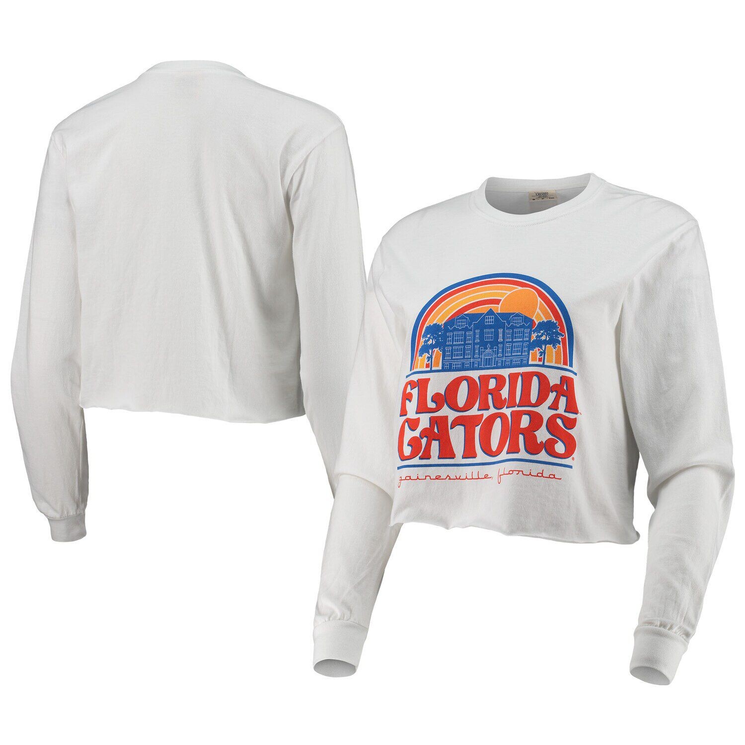 

Белая женская укороченная футболка с длинными рукавами в стиле ретро Florida Gators Campus