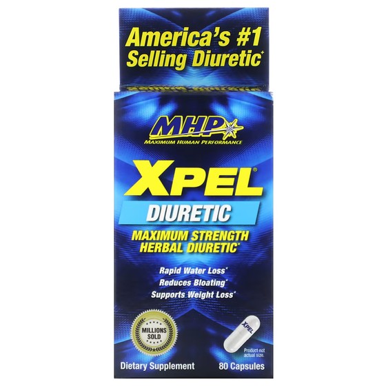 Травяной мочегонный препарат MHP XPEL максимальной силы, 80 капсул